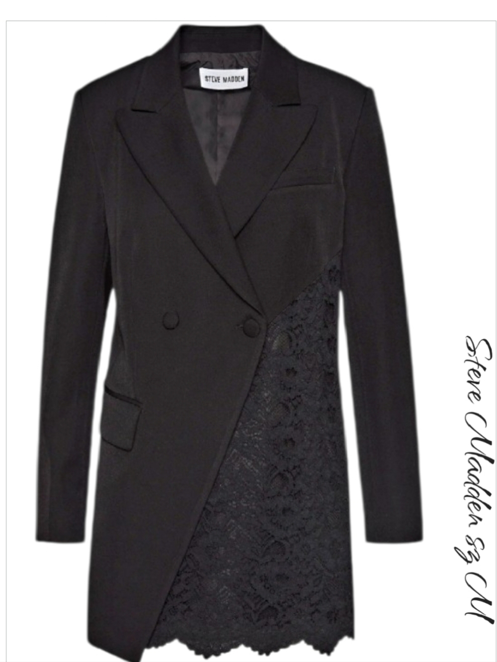 NWT Steve Madden Black Corrine Blazer Lace Cocktail Dress M